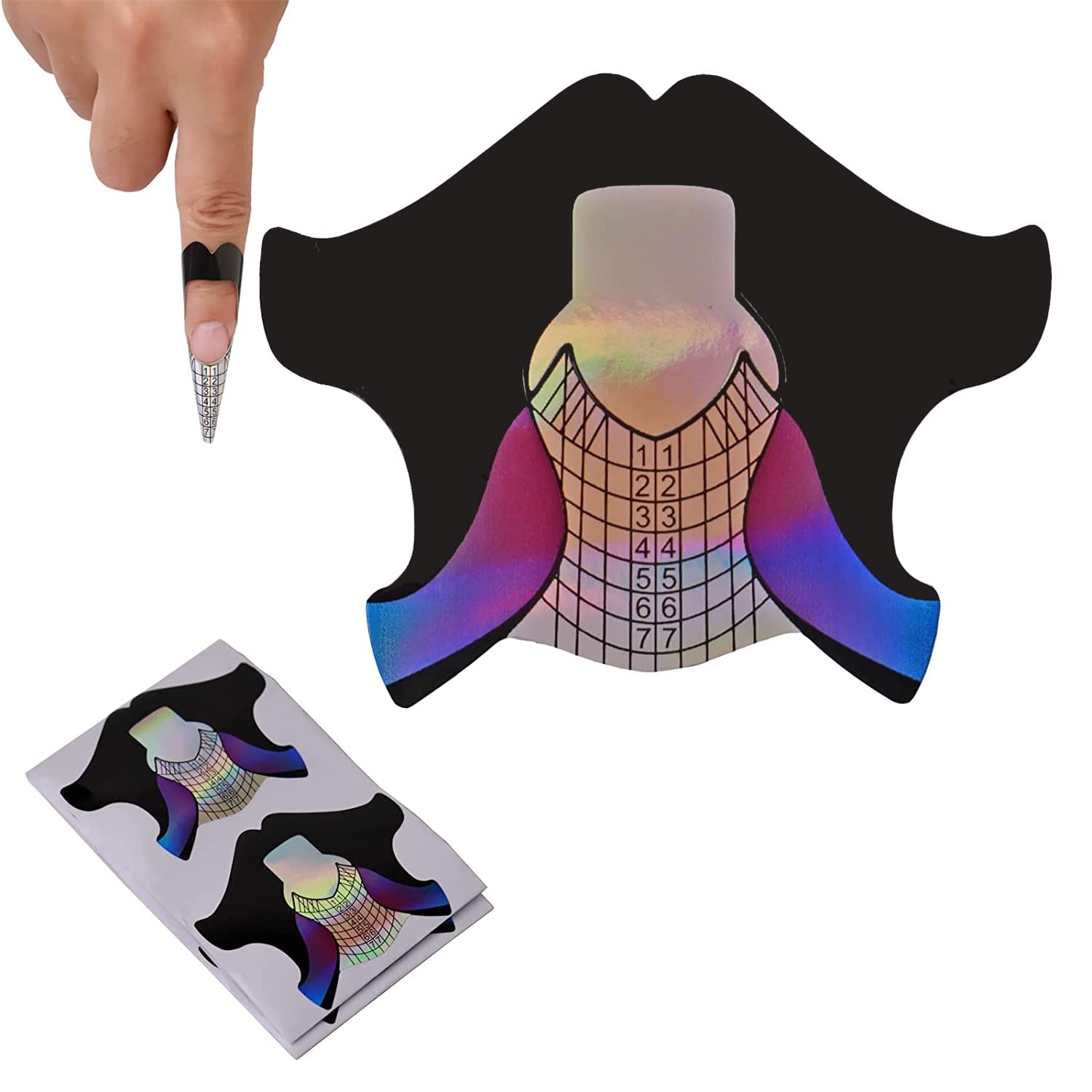 BNG 100Pcs Nail Forms Sticker Acrylic Extension Guide Tips Nail Art UV Gel Manicure Design Paper Tools Forms for Gel