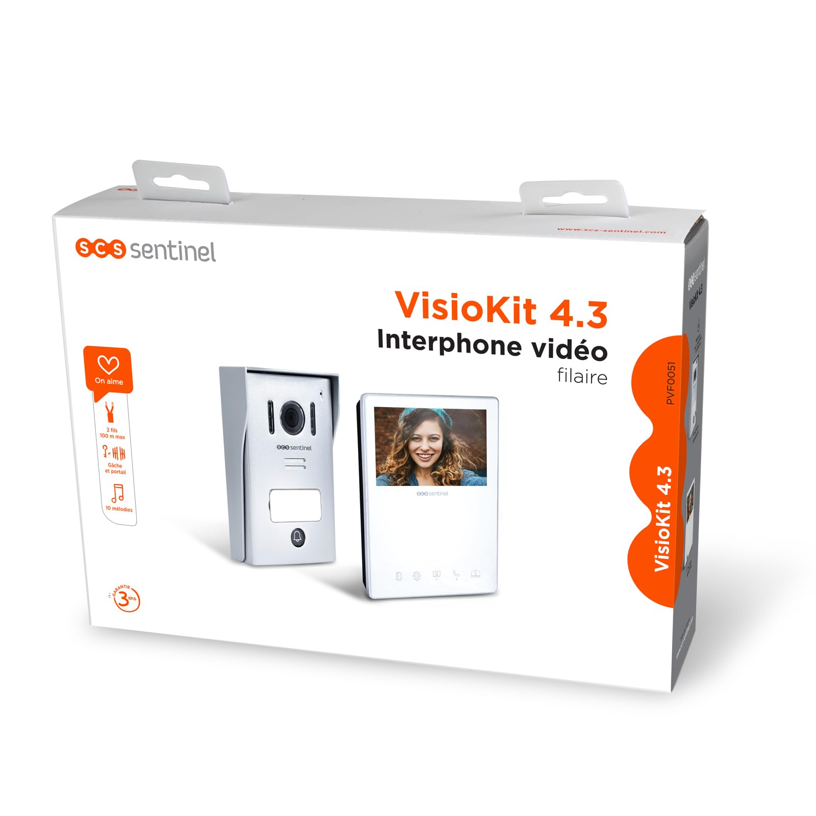 SCS Sentinel - Video de intercomunicador 2 alambre - Video Porter con pantalla 4.3 " - IP55- Videófono con cable, placa de calle con visera, campana, transformador de potencia - Visiokit 4.3