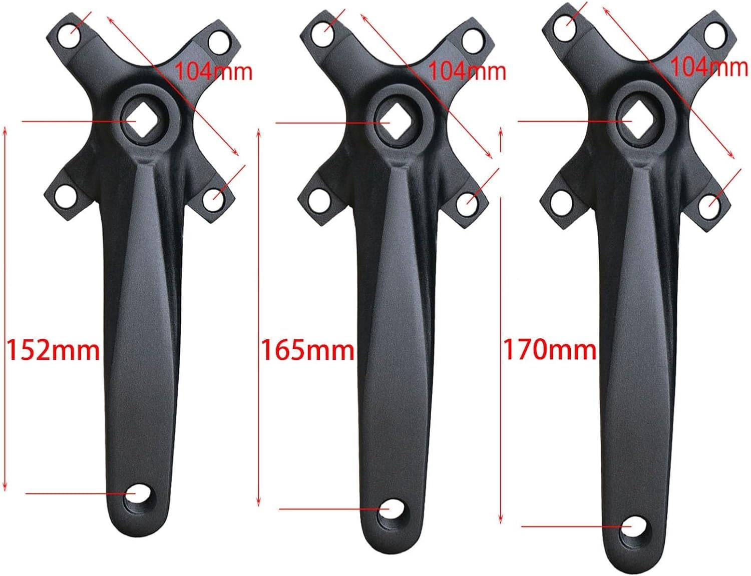 Zestaw korbowy do roweru kwadratowego, stożkowy, 152 mm, 165 mm, 170 mm, 104 BCD, zestaw korbowy do roweru górskiego, 30T/32T/34T/36T/38T/40T/42T, pojedyncza prędkość, wąska szeroka zębatka, zestaw