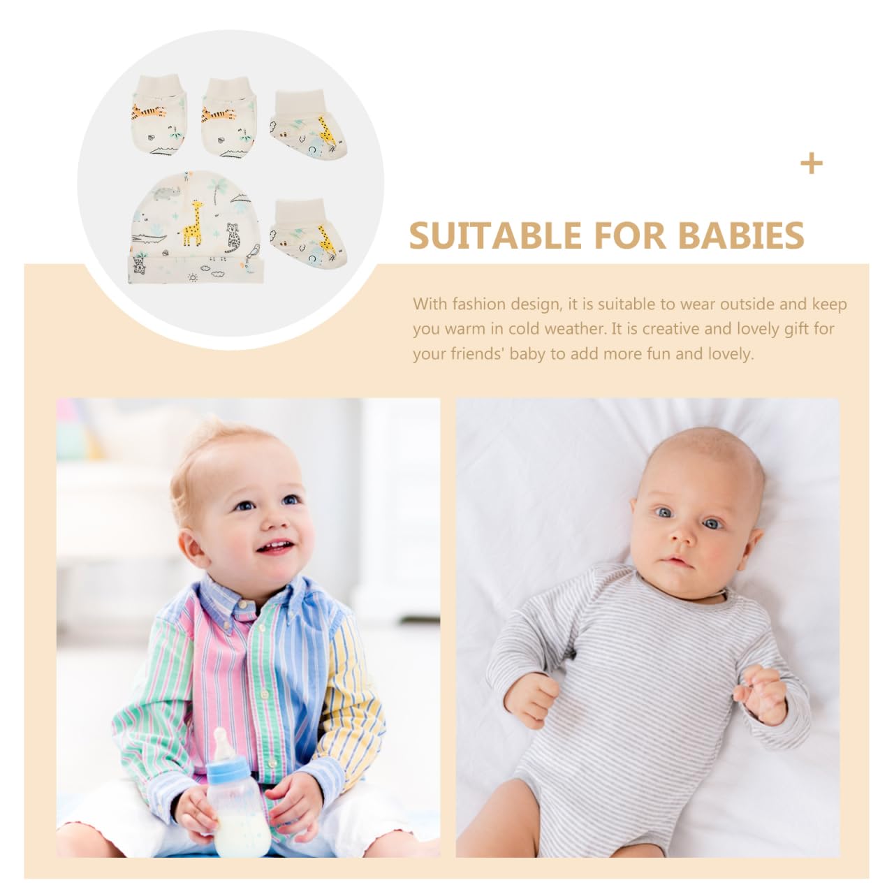 POPETPOP Ensemble Bébé 3 Pièces Anti-Griffure Et Couvre-Pieds Respirants Avec Chapeau Confortable Pour Nouveau-Né Protection Douce Et Chaleur Hivernale