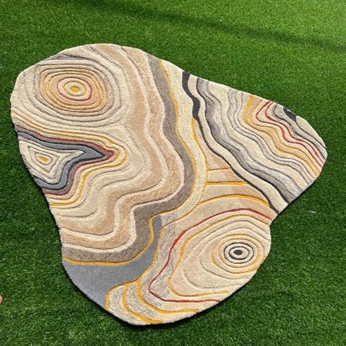 Image of Hand Made Tufted Carpet Premium Wool Abstract Irregular Design Non Slip Area Rug for Living Room Weight- |32 Pound|Size-6x9 Feet (72x108 Inch)
