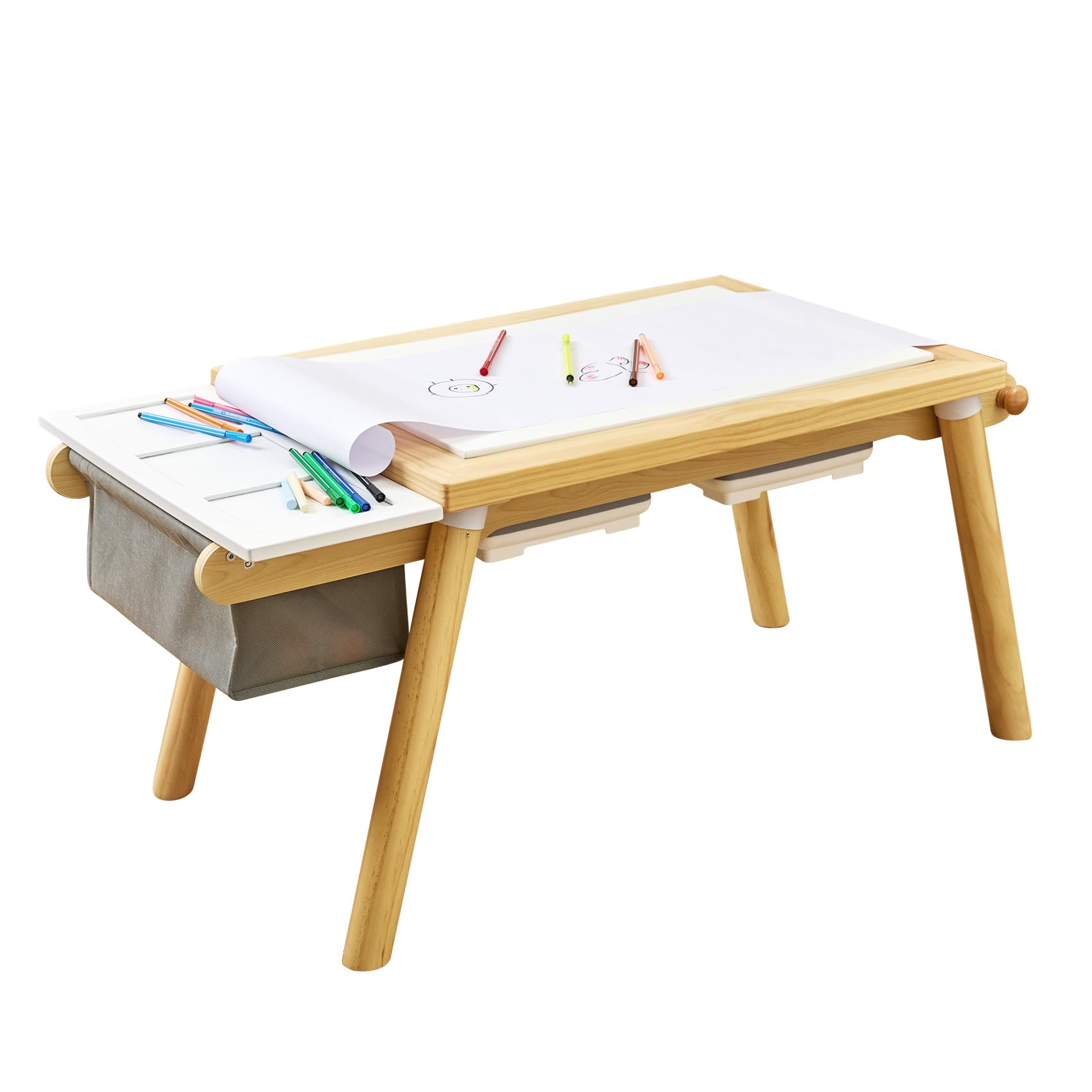 Activity Sensory Kids Table Table with 3 Toys Storage Space and Paper Rack for Play and Study Lego Gifts for Children