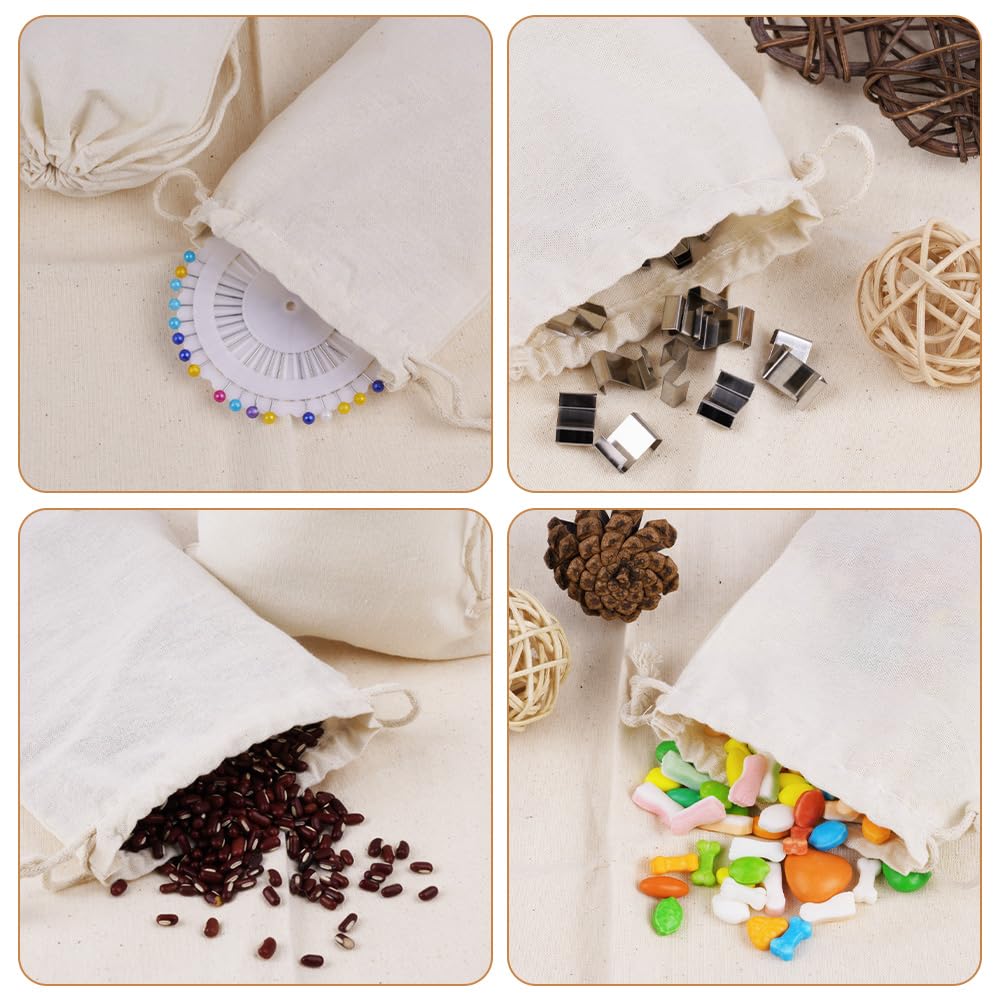 OFFCUP 10PCS 25x30cm Bolsas de Algodón, Bolsa con Cordón para Regalo, Bolsitas de Tela Reutilizable Pequeñas Para Regalos de Bodas Fiestas Cosméticos Joyas Navidad Cumpleaños DIY