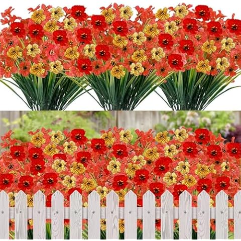 12 Bundles of Colourful Outdoor Artificial Flowers Cover