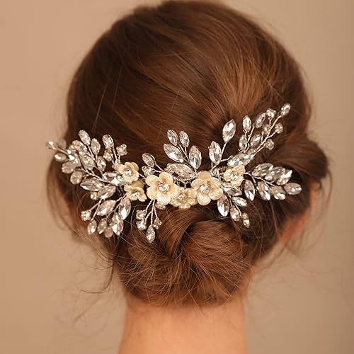 Miniatura 4 de BERYUAN Peine para el cabello con diamantes de imitación de cristal negro para novia, dama de honor, tocados laterales deslizantes, accesorios para