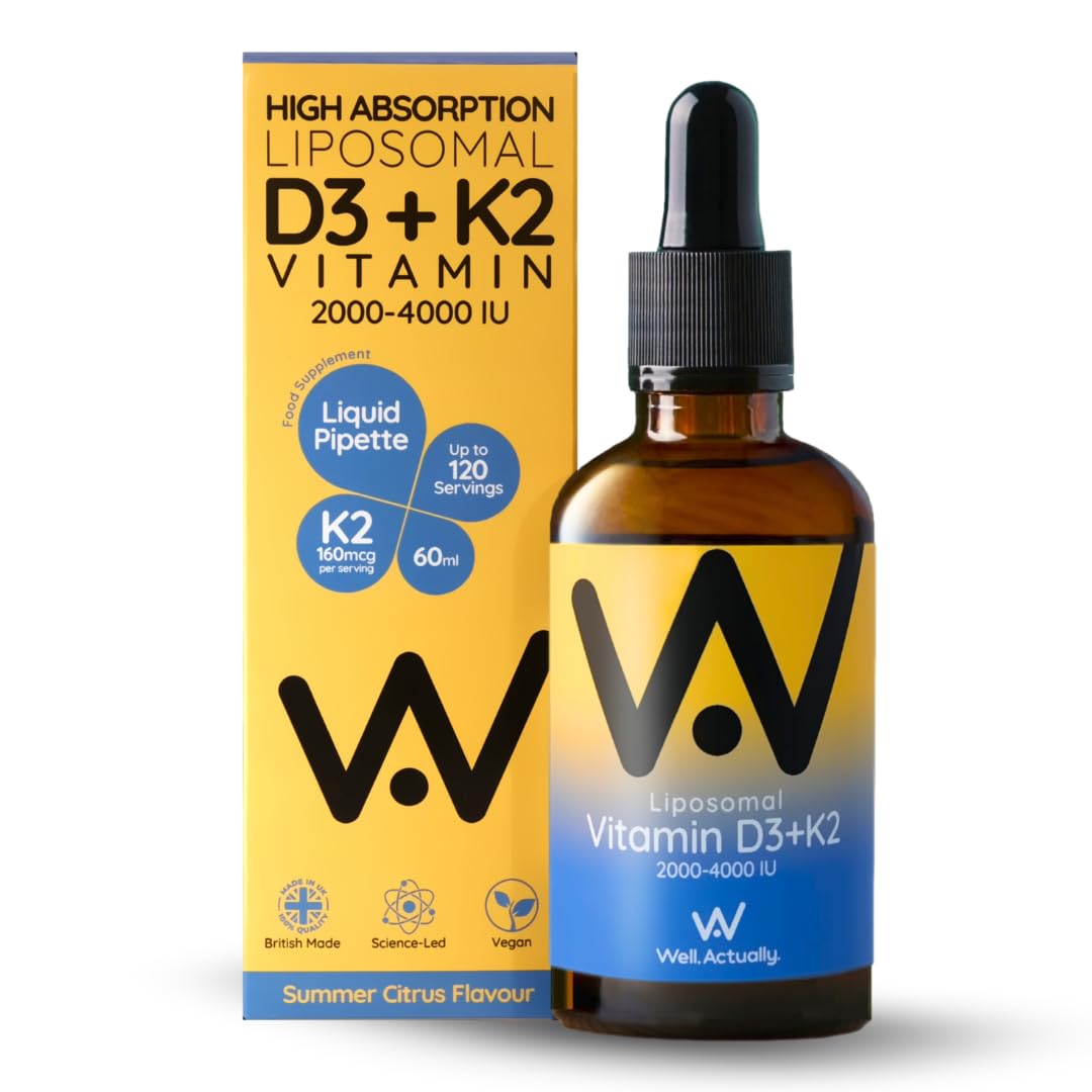 WELL ACTUALLY Liposomal Vitamin D3 4000 IU + K2 MK-7 160mcg Liquid Drops