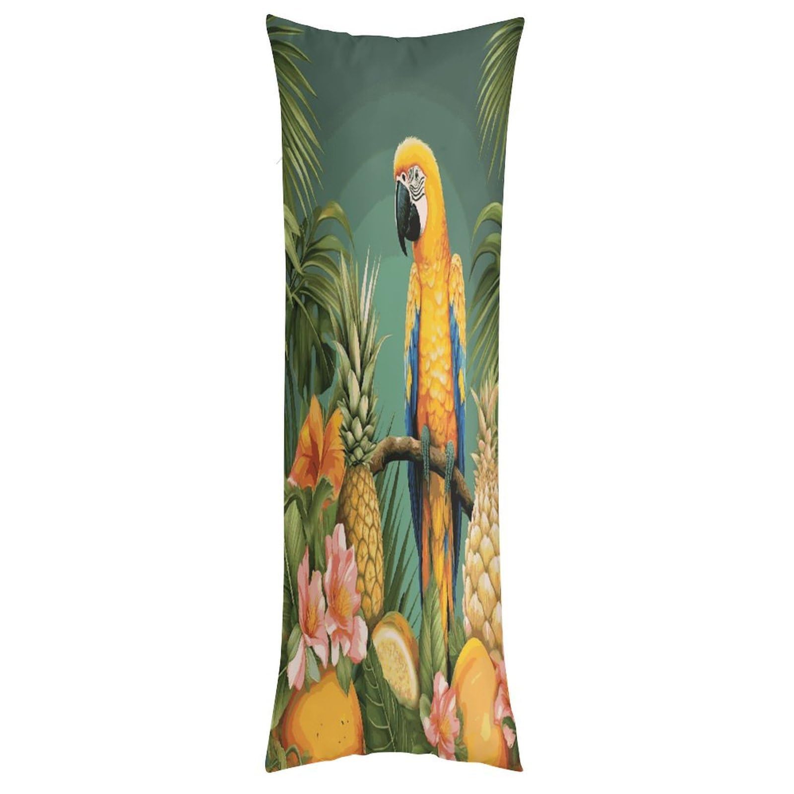 LDGSUPH Summer Parrot Pineapple Bird Pillow Cases Soft Pillowcase with Invisible Zipper Wrinkle Resistant Pillow Covers Breathable Removable Pillow Protector for Bed Sofa Car 20"x54"