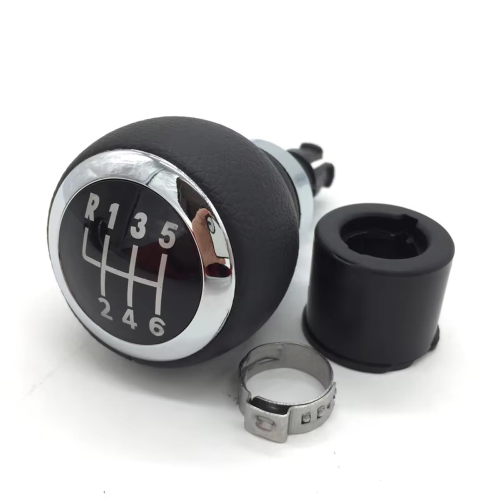 HILLAR Car Gear Stick Knob for VW for Passat B6 2006-2011 Car 5/6 Speed Gear Stick Shift Knob with Leather Gaiter Boot Cover 3C0711113A(6 Speed gearknob A)