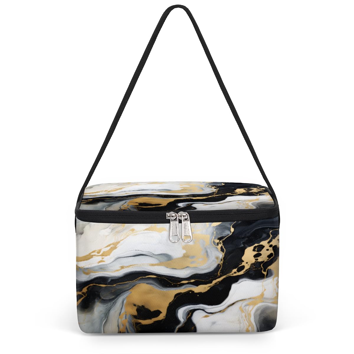 GzLeyigou Marble Liquid Texture Lunch Bags for Women Men 9 Cans, Hot & Cold Food Delivery Bag Insulated Grocery Bag Insulated Lunch Box Ink Paint Abstract Cooler Bag for Office Work Picnic Beach
