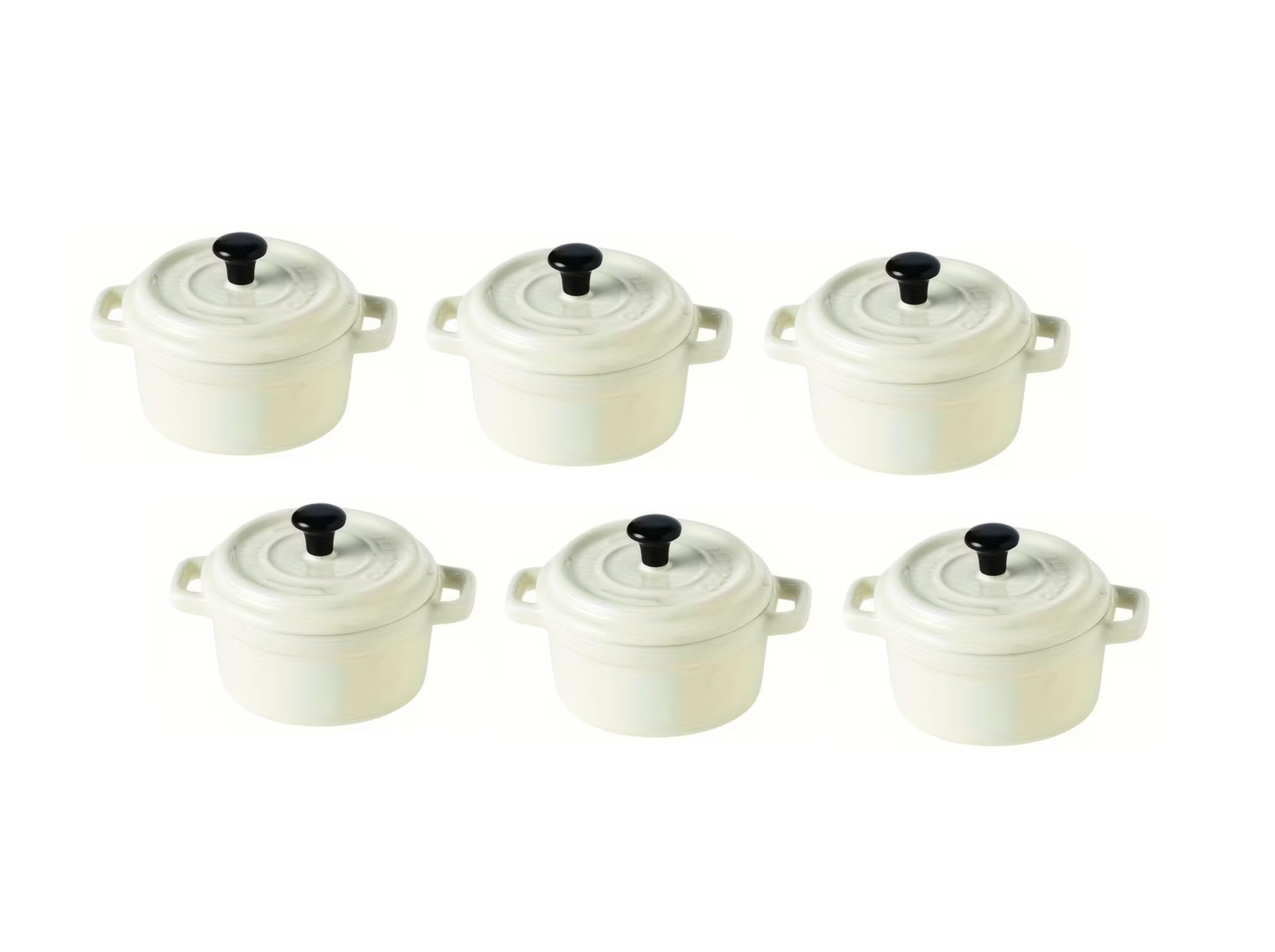 Lot de 6 Mini Cocottes Blanches Céramique Double Poignées avec Couvercle 13,5cm x 8cm Contenance Moule 200ml Ramequin Résistant Haute Température Four pour Petits Plats (Blanc, Lot de 6) …