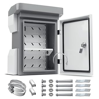 Outdoor Electrical Box, Cold-Rolled Steel Plate, Aluminum Alloy Back Beam, One-Piece Ventilation Design, IP65 Waterproof, Wall/Pole Mounted (15.7