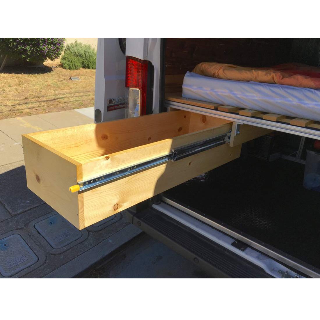 VADANIA Schwerlast Schubladenschienen mit Schloss 1200mm, 156kg Tragfähigkeit Vollauszug-Kugellager, Seitenmontage, Silber #D76, 1 Paar