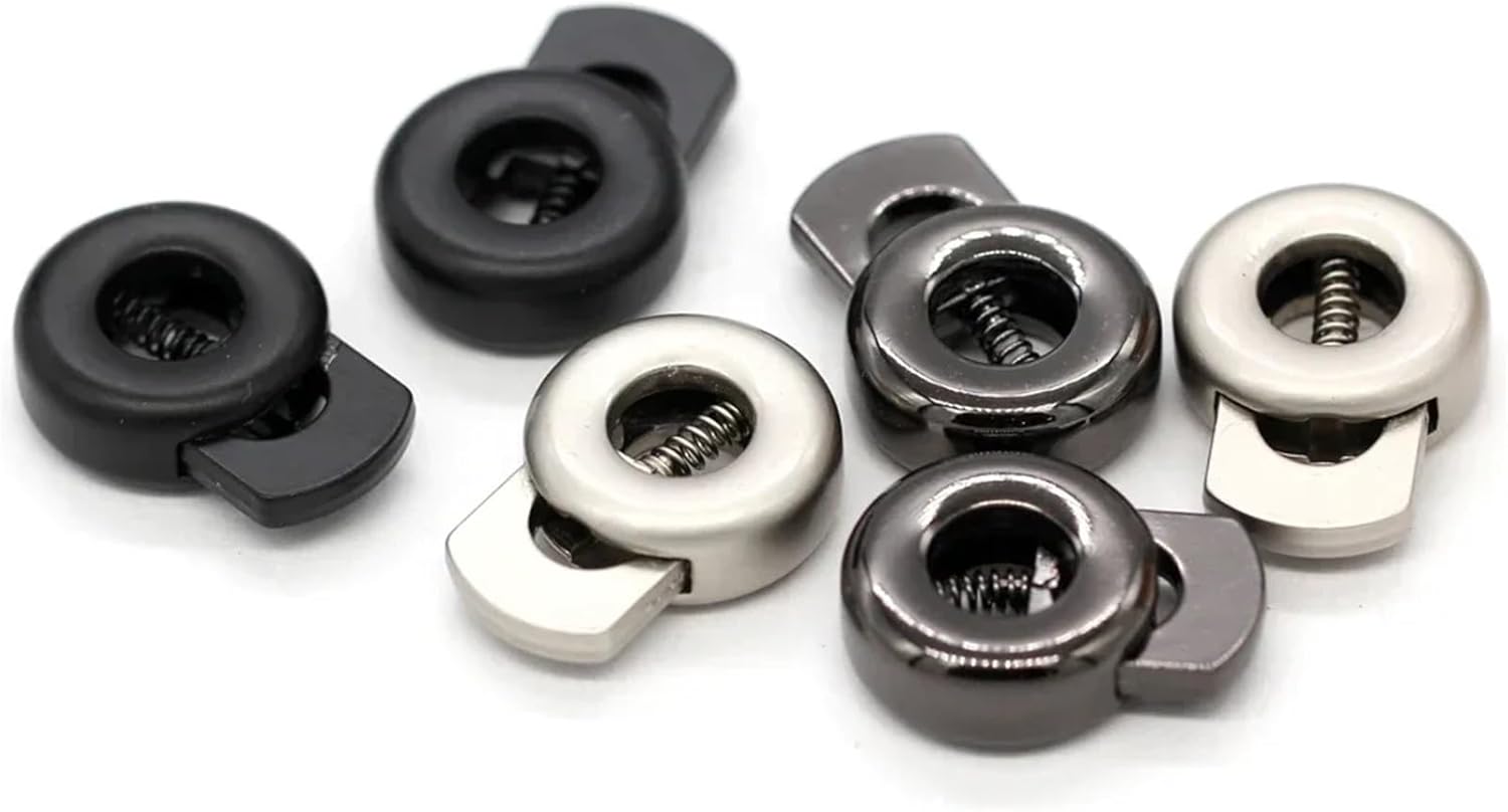 Drawstring Clip 50Pcs Alloy Cord Lock Stopper Spring Toggle Clip(Black)