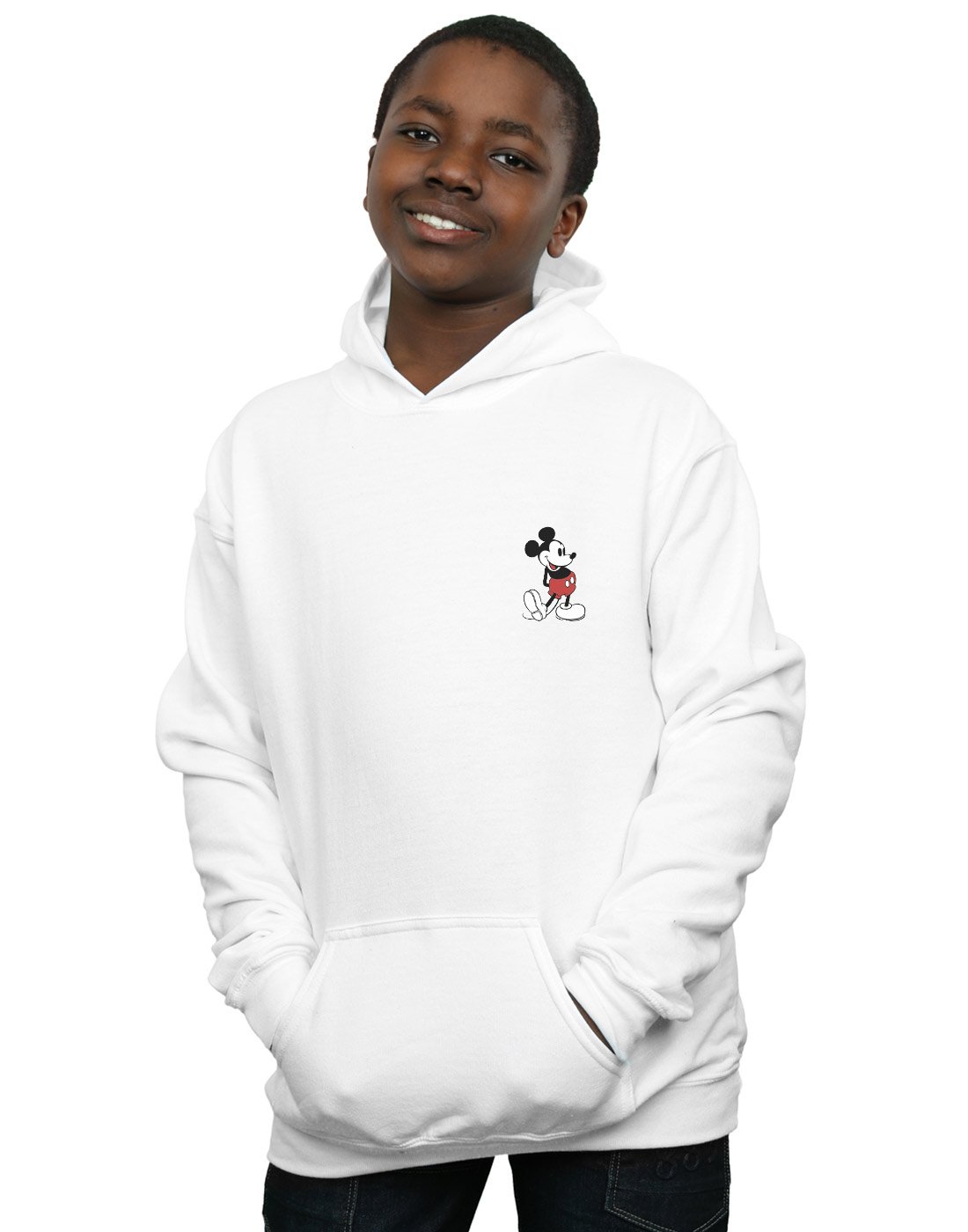 Absolute Cult Boys White Disney Mickey Mouse Kickin Retro Chest Hoodie 7-8 Years