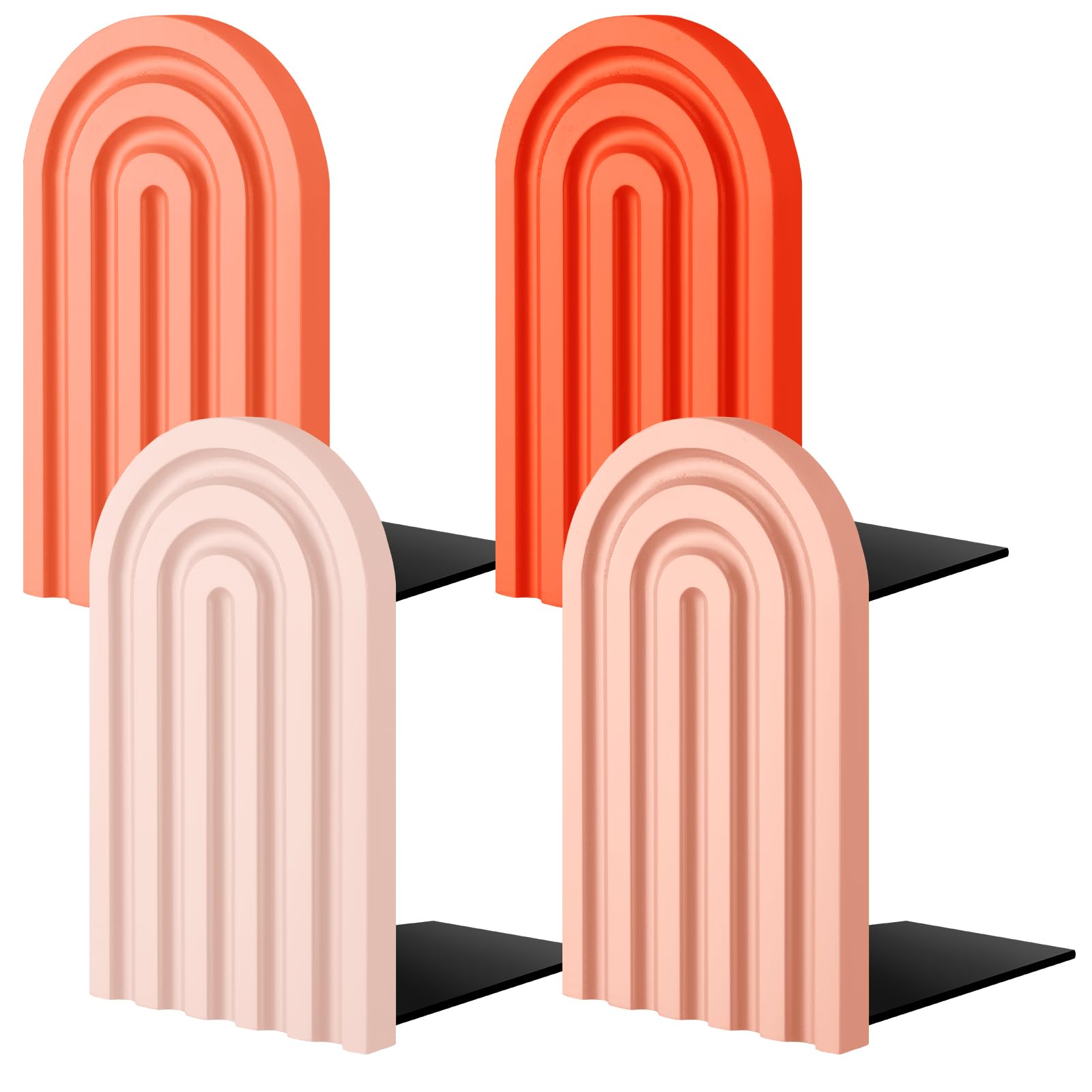 harloon 4 pcs boho arch wood bookends rainbow arch back to school book stand decorative bookend for shelves non skid cute book stoppers for heavy books home office library kitchenvintage color