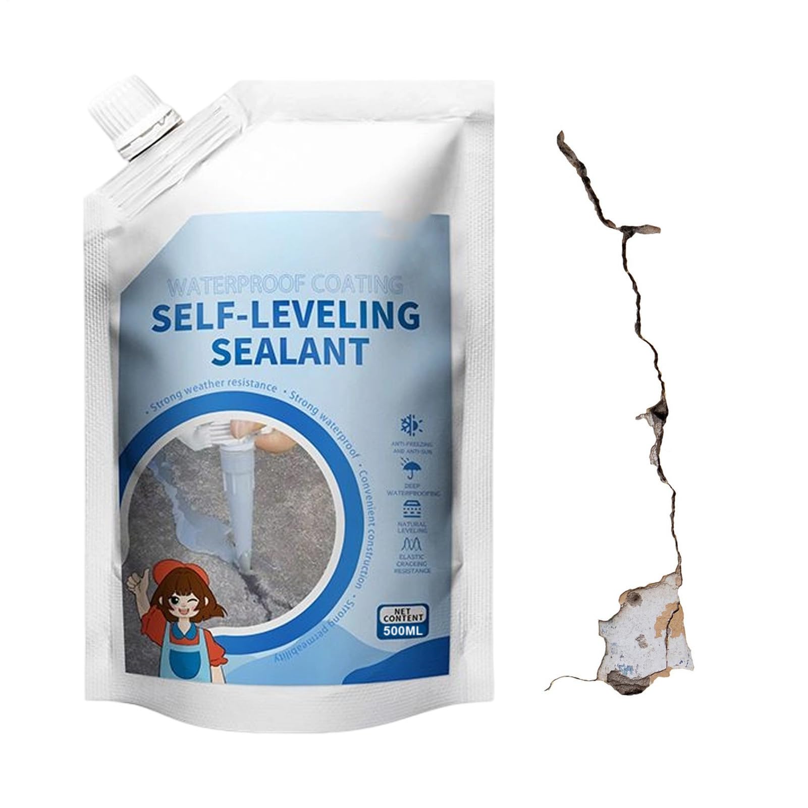 Sellante Autonivelante | 400ml Sellador Elástico Impermeable para Asfalto y Pavimento | Sellador Para Nivelación De Lechada Y Calafateo,Para Asfalto Suelos Paredes