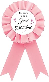 Great Grandma To Be Tinplate Badge Pin, Pink Rosette Baby Shower Button Pin, Gender Reveal Badge for Grandparents, Grandma Brooch Buttons for Newborn Baby/Welcome Baby Party to Wear