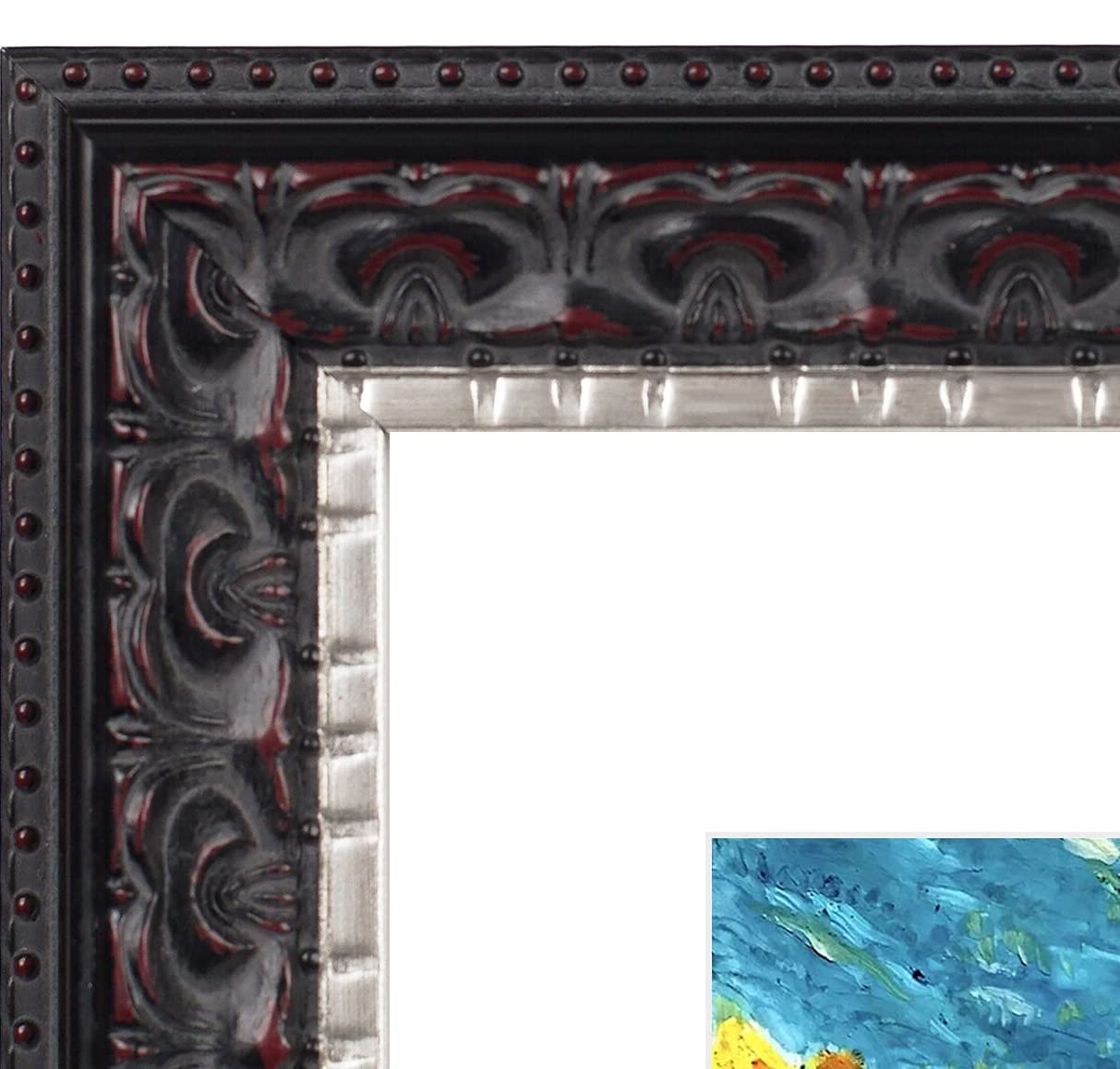 Golden State Art 11 x 14 Ornate Finition Cadre photo, avec tapis Ivoire pour 8 x 10 Photo et verre véritable 11x14 Black, Silver, Burgundy