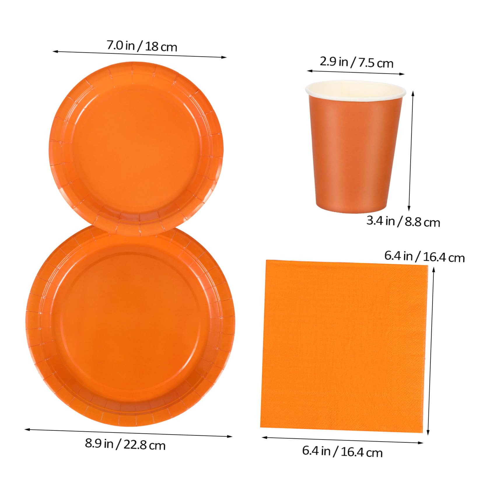 Juego de Vajilla para Fiestas Platos de Papel Naranjas de Papel