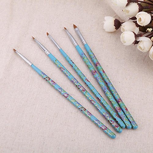 equipamentos de nail art,5pcs Nail Art madeira UV Gel salão Pen escova plana Kit pontilham a ferrame
