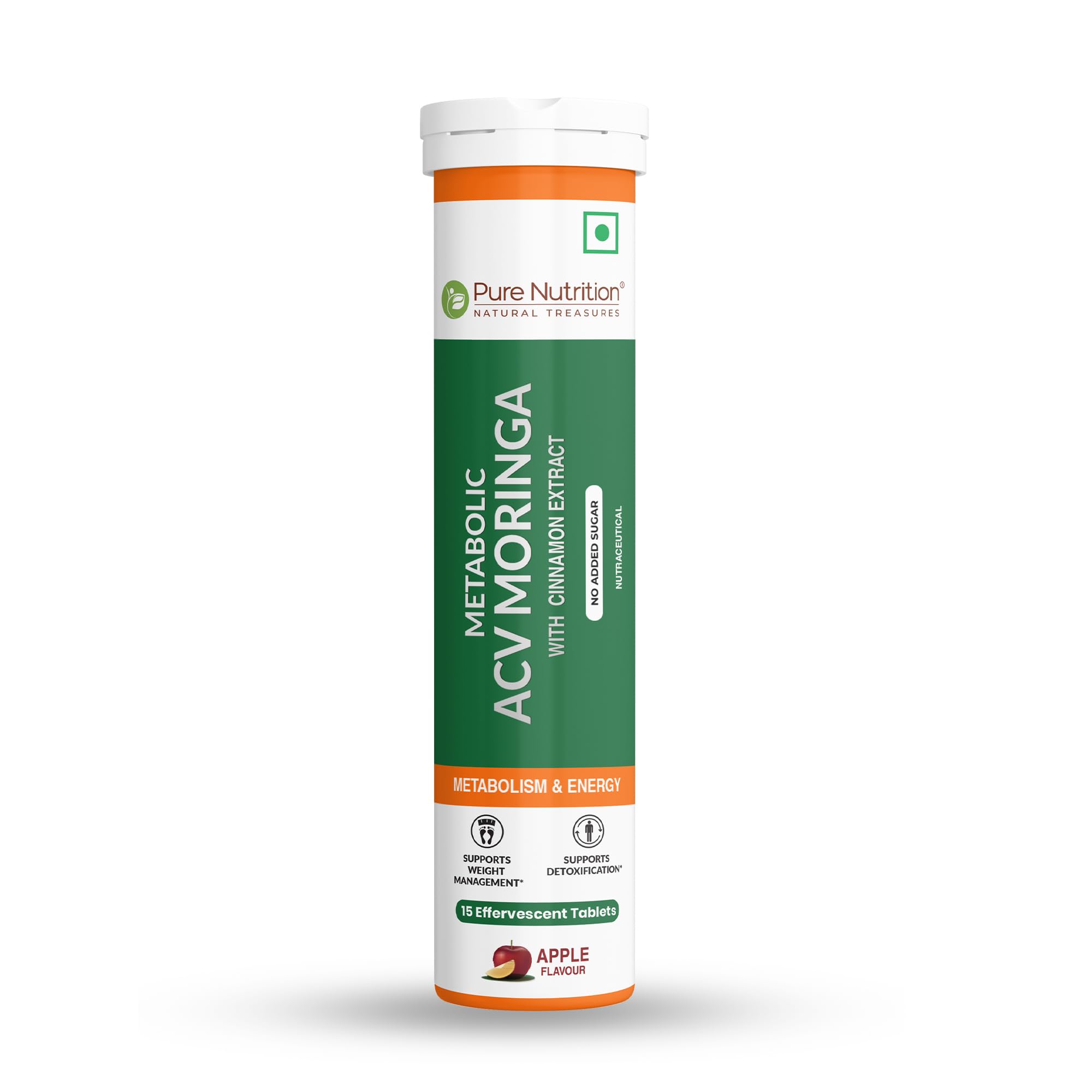 Pure Nutrition Metabolic ACV Moringa -15 Tablets Effervescent Tablets with Cinnamon & Guggul | Supports Weight Management, Gut Health & Detoxification | Apple Flavour-picture-25