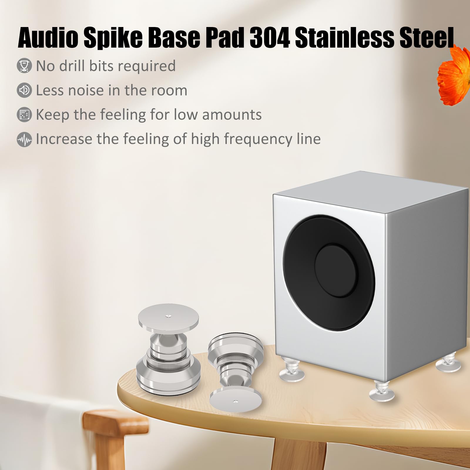 Puntale per altoparlante regolabile in acciaio inossidabile per subwoofer audiofilo