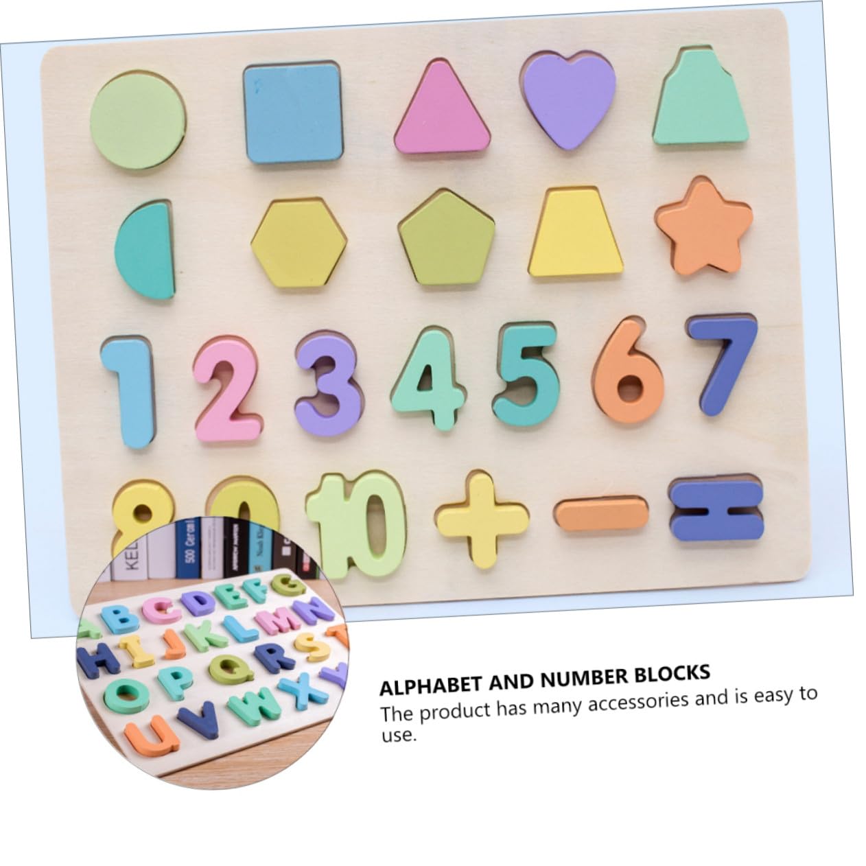 Rompecabezas de Números y Caracteres de Madera para Niños, 4 Piezas | Color Brillante y Superficie Lisa, Acabado Sencillo y Cuidado, Fácil de Usar para Manos Pequeñas