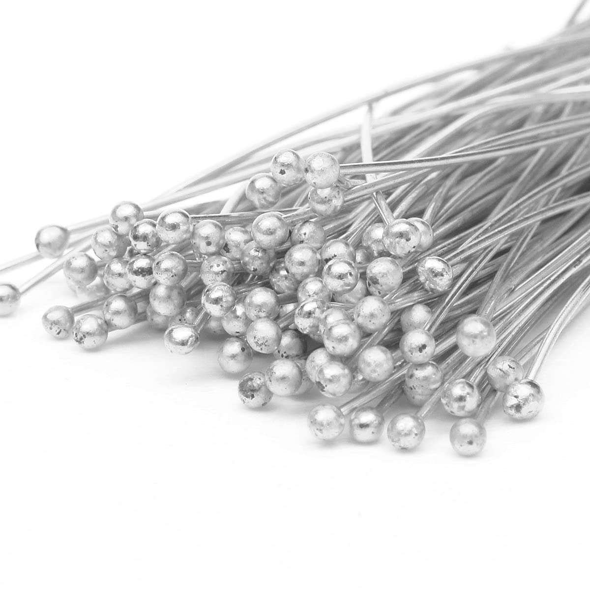 Beadman Silver Plated Fused Wire/Double Ball End Head Pins for Jewellery Findings for Craft and Jewellery Making. Pack of 50 Grams.(Approx 325 Piece) (28)