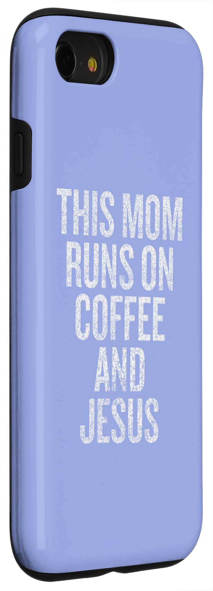 iPhone SE (2020) / 7 / 8 This Mom Runs on Coffee and Jesus Funny Design Case - Image 3