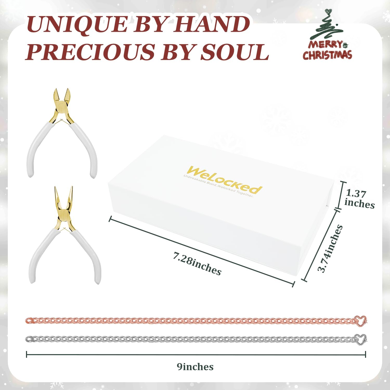 Permanent Bracelet Kit for Couples - DIY Sterling Forever Bracelets Making Set with Locking Heart Clasp, Ideal Gift for Christmas, Anniversary, Valentine's Day & Date Night Activity