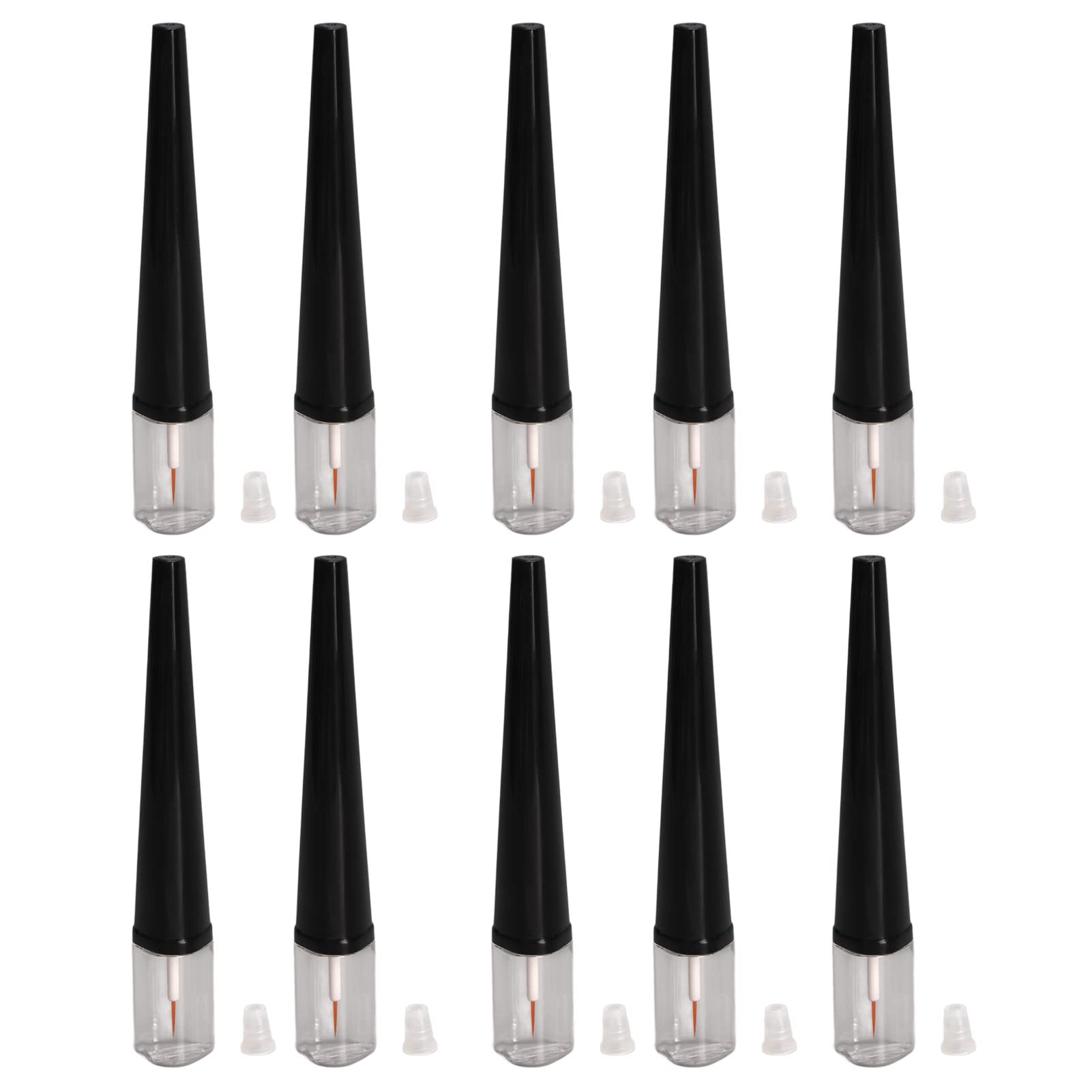 BTSEURY Empty Eyelash Growth Liquid Bottle, 10pcs Refillable Transparent Empty Tubes with Black Cover for Cosmetic 5ml
