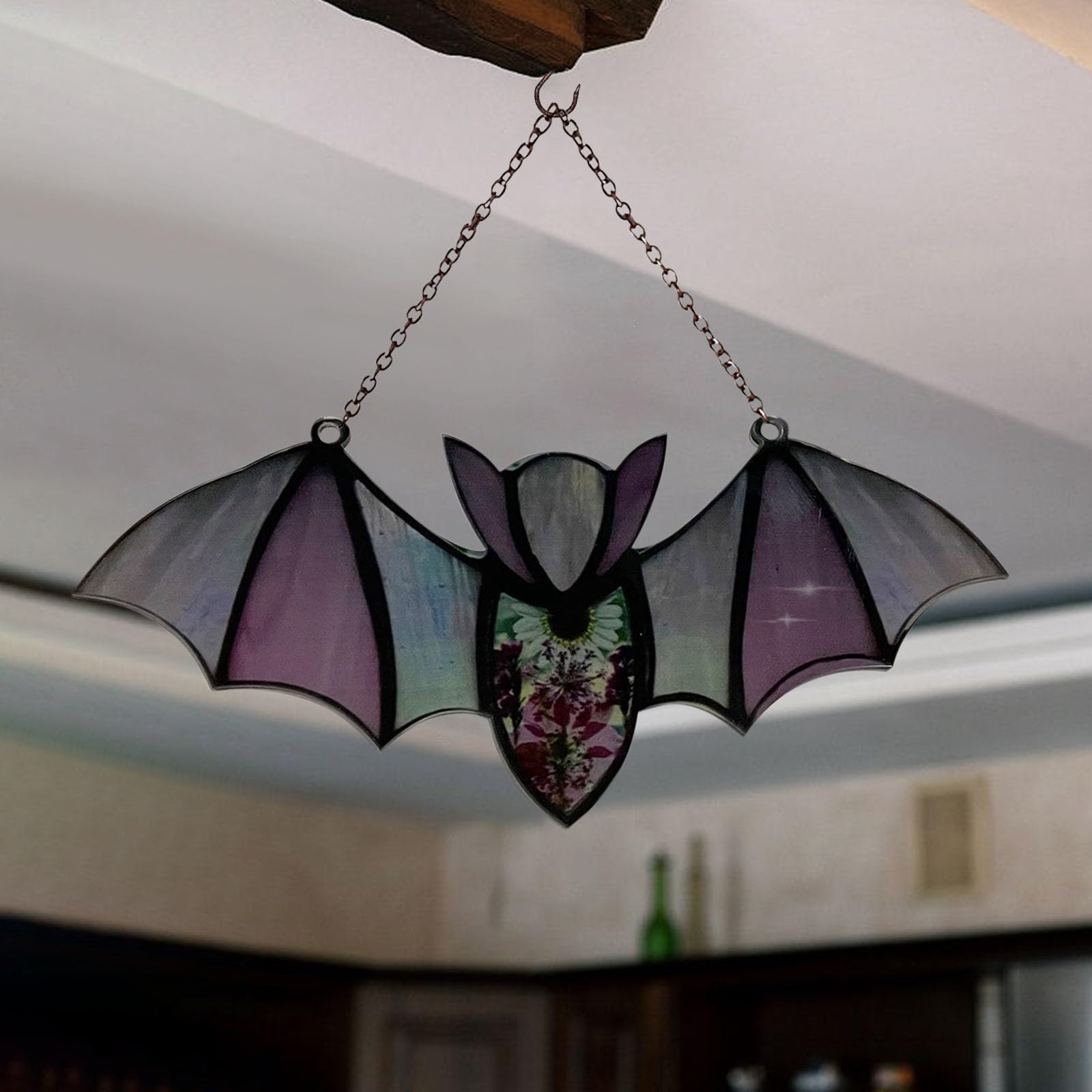 Dserhfy Halloween Car Rearview Mirror Charm Cartoon Bat/Cat/Ghost/Witch Acrylic Pendant 2D Flat Auto Interior Accessories For Cat Backpack Phone - View #10