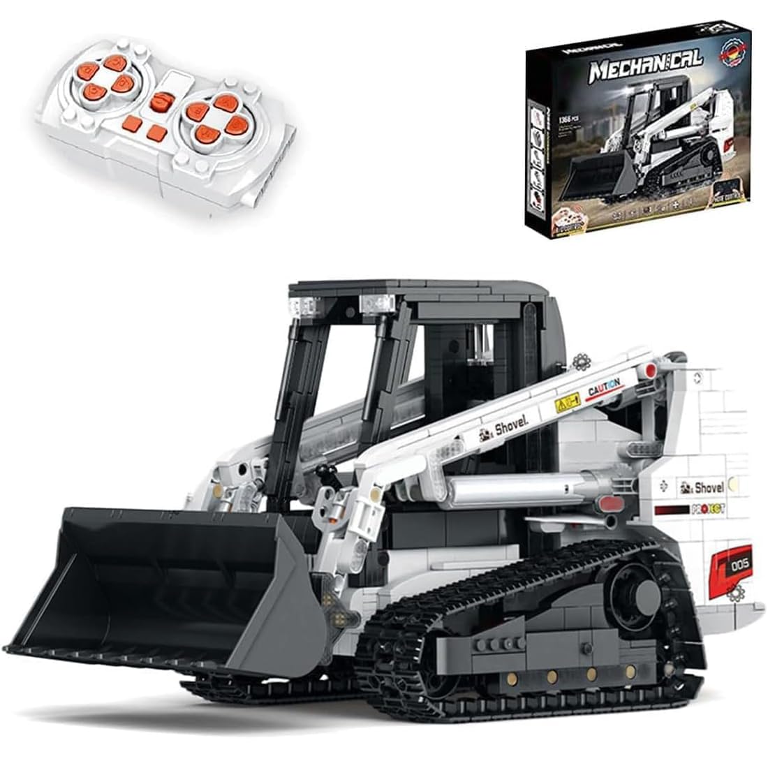 Technik Skid Steer Loader Bausteine Modellbausatz, 1366 Klemmbausteine LKW 2.4G/APP RC Raupenlader Bauset Konstruktionspielzeug Kompatibel mit Großen Marken