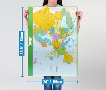 Daydream Education Europe Map Poster, Gloss Paper Extra Large A1 (594 mm x 850 mm) - Geography Wall Chart for Classroom & Home