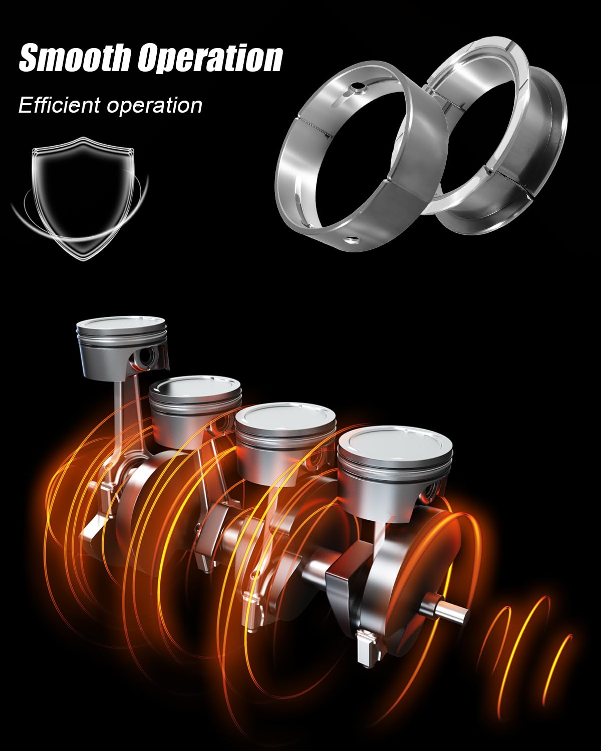 Main and Rod Bearings Kit Fit for Buick Cadillac Chevrolet GMC Pontiac, Replace MS909A BC296J BB253J CB663A 8-2555A, 2.450in Main Journals Standard Size