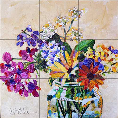 Floral Tile Backsplash Wildflowers II by Elizabeth St Hilaire Art