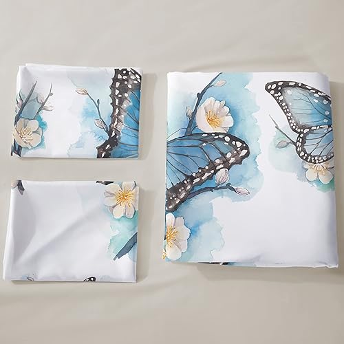 Miniatura 3 de AILONEN Juego de ropa de cama de mariposa, juego de funda de edredón de mariposa, tamaño King, juego de funda de edredón con estampado de mariposas