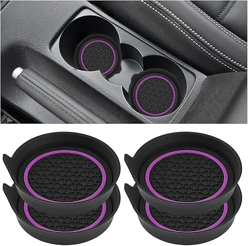 Miniatura 13 de HZEL Portavasos para auto, 4 unidades, antideslizantes, impermeables, almohadillas para botellas de agua de vehículo, tapetes para bebidas