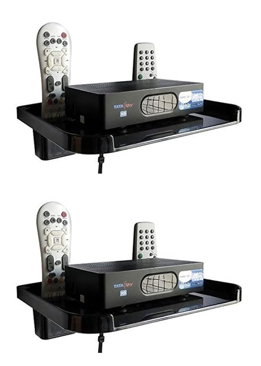 Digiway Plastic Combo Set Top Box Stand/Wall Mount & Remote Holder (Black) – 25x15x5cm- Set of 2 at Rs. 249