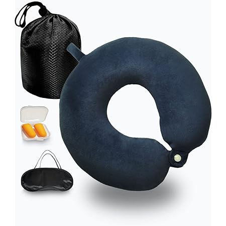 Cuscino Da Viaggio Memory Foam Con Maschera E Tappi - Grigio Scuro Per Aereo E Auto - Foto 4