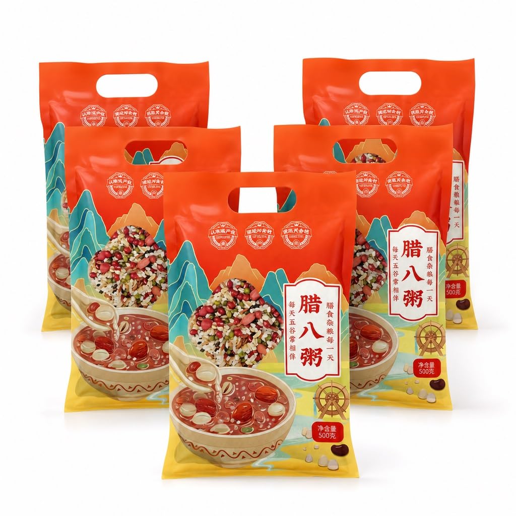 Mezcla De Gachas Cereales Mixtas 500 G: Ingredientes Laba Congee Con Dátiles Rojos, Sin Aditivos, Nutritivos For Uso Doméstico Y Comercial(500g*5)
