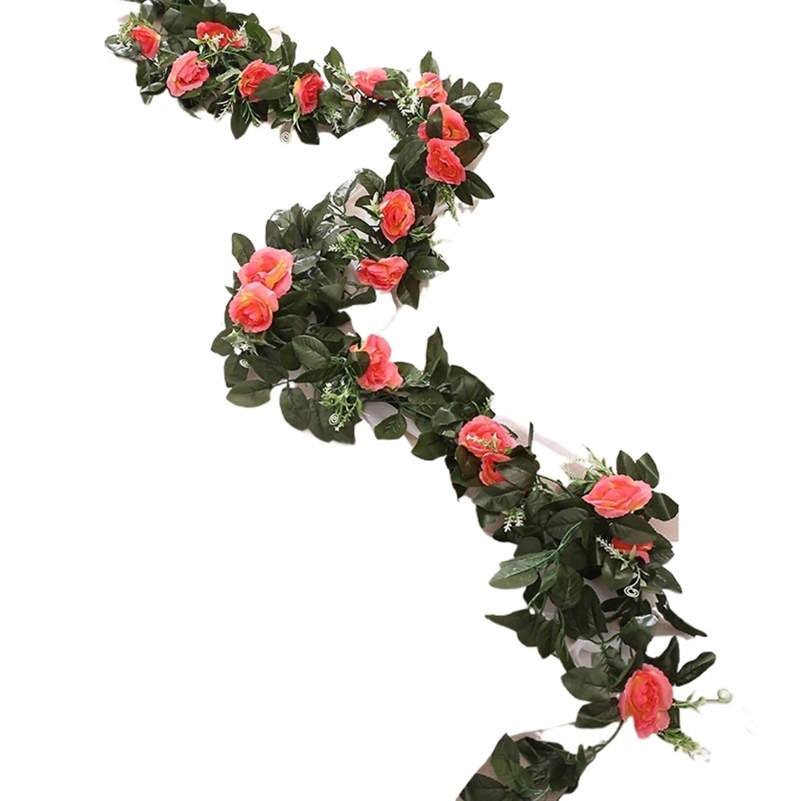MNUvxzaewf Wall Christmas Rattan Fake Plants Leaves Garland Romantic Wedding Home Decoration(Rose Red)