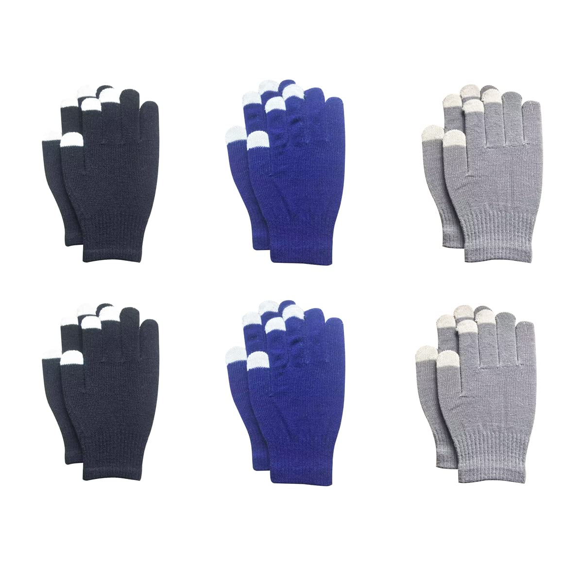 6 Pairs Touchscreen Gloves Stretch Knitted Texting Gloves Warm Winter Garden Work Gloves For Men and Women