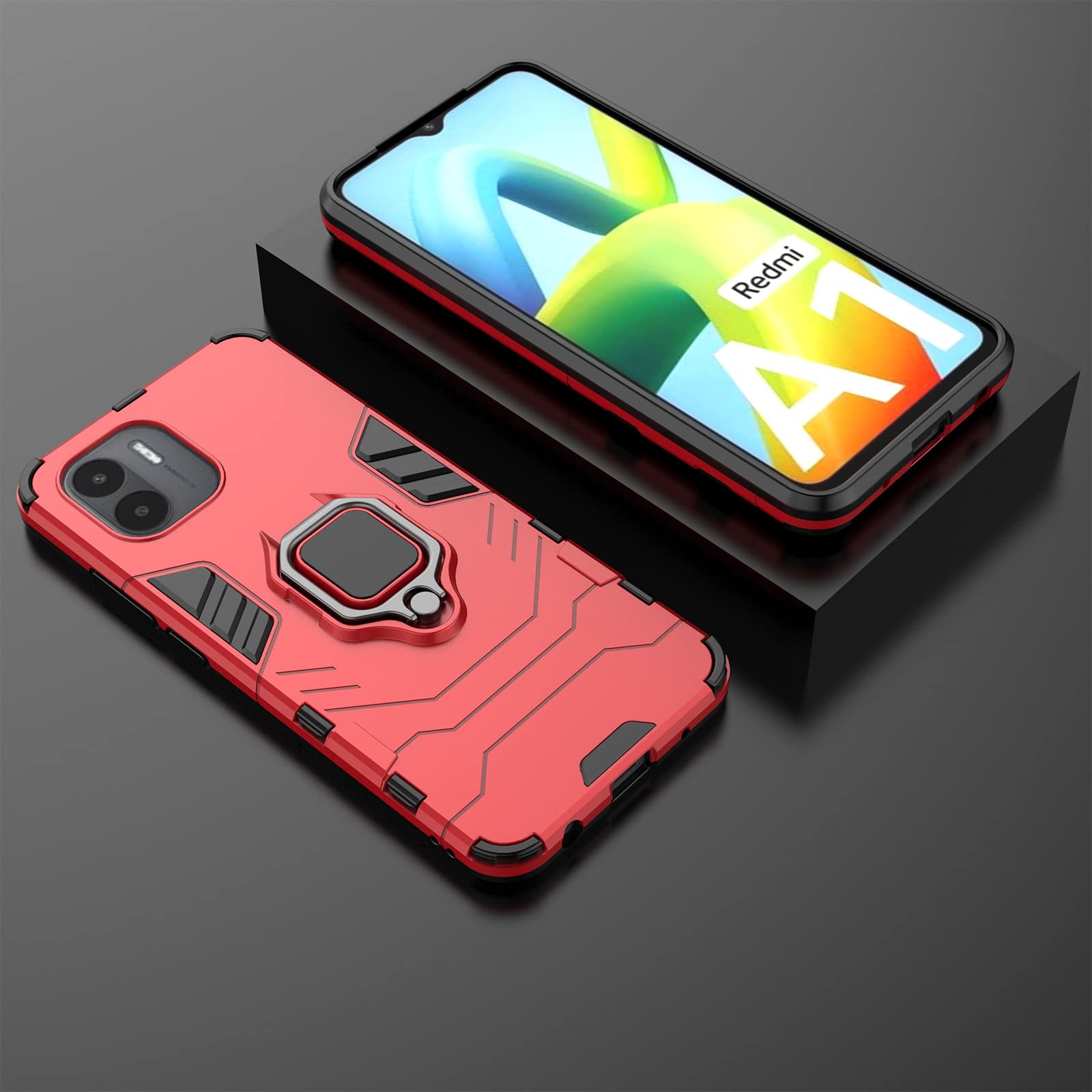 Funda Armor Xiaomi Redmi A1/A2, TPU+PC Antigolpes Con Anillo Soporte, Incluye 2 Protectores De Pantalla