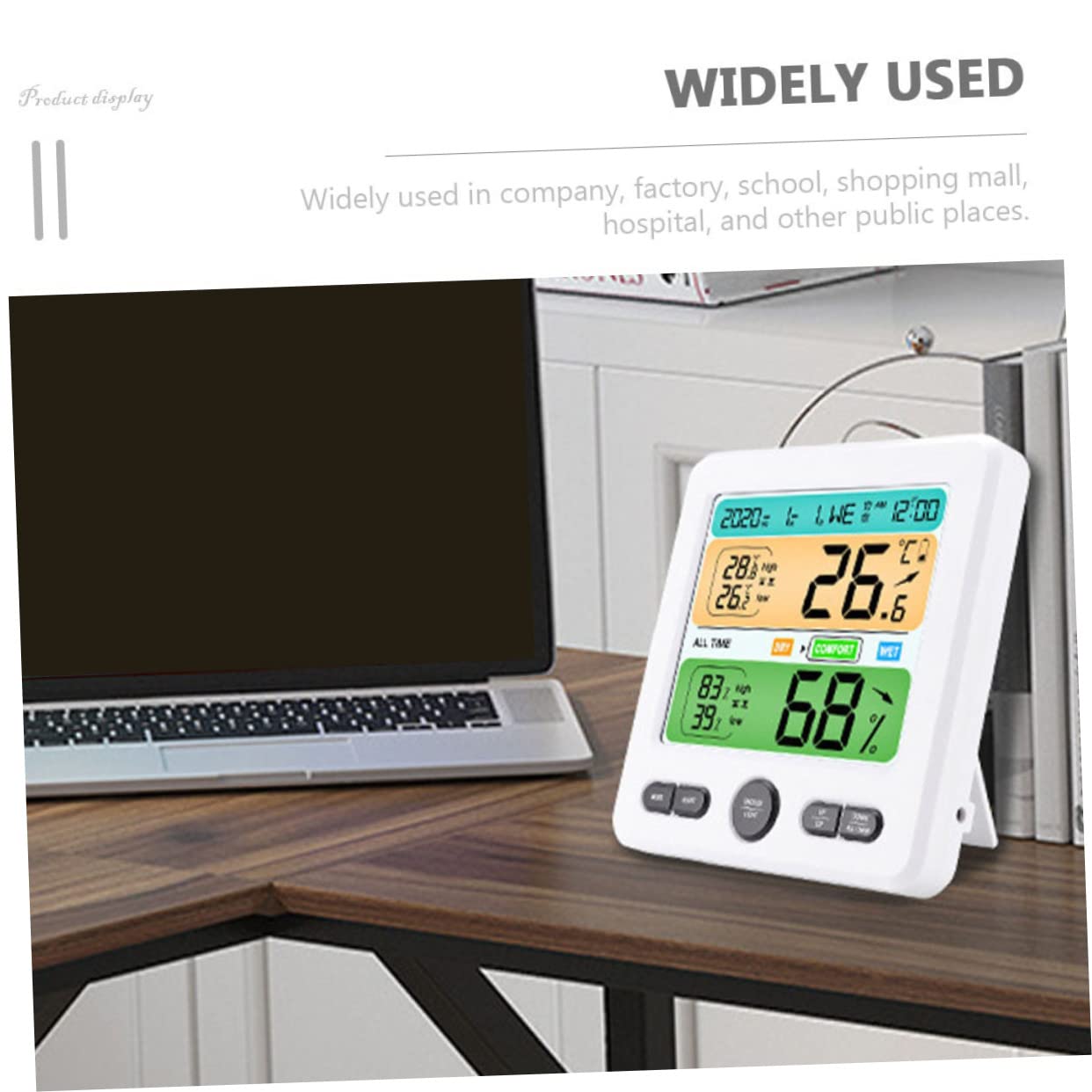1set Igrometro Digitale Con Termometro e Orologio Monitor Di Temperatura e Umidità Da Display e Facile Da Leggere Per Casa Ufficio e Spazi Pubblici