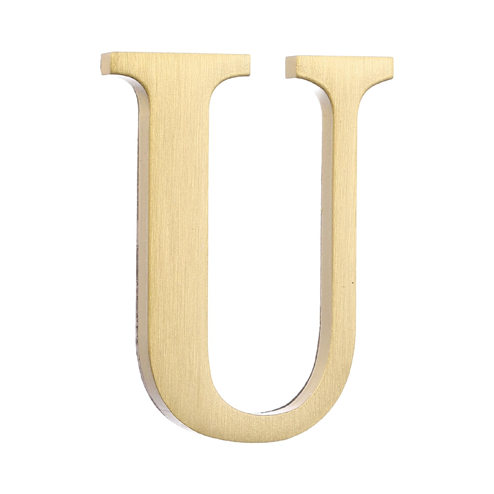 sourcing map 1.8 Inch House Letter, Brass Self-adhesive Mailbox Door Plaque, Brushed Finish Outdoor Address Sign for Office Hotel Apartments, Garden (Letter U, Gold Tone) โ image 1