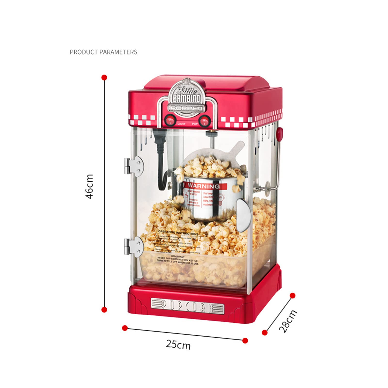 Macchina per Popcorn, Macchina per Popcorn Domestica - Macchina per Popcorn da 300 W - Sana e Senza Grassi, Facile da Pulire I Migliori Popcorn per Popcorn per Serate al Cinema e F