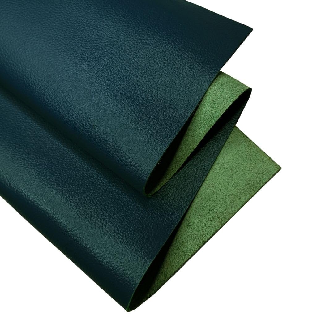 Real Leather Sheets | Full Grain Tooling Leather | 1.3-1.5mm Thick | Cowhide Leather Sheet for Leathercrafts, Repairing and Home Decor by Kozmo (Charcoal Green-Litchi Embossed, 12" X 36") โ image 1