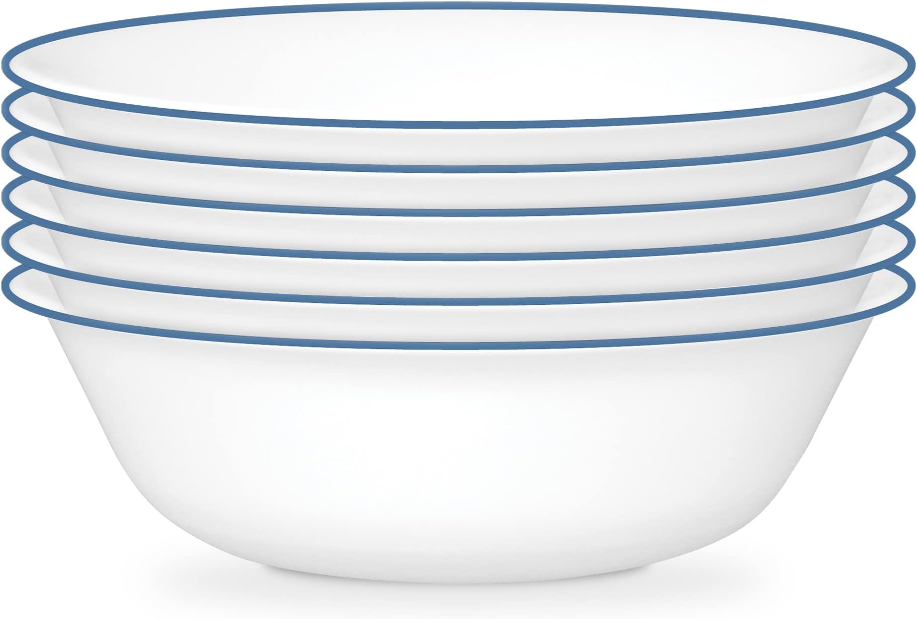 6-Piece 18oz Round Bowls Vitrelle Triple Layer Glass, Perfect for Soup, Cereal and Snacks, Lightweight, Chip and Scratch Resistant, Microwave and Dishwasher Safe, Botanical Stripes