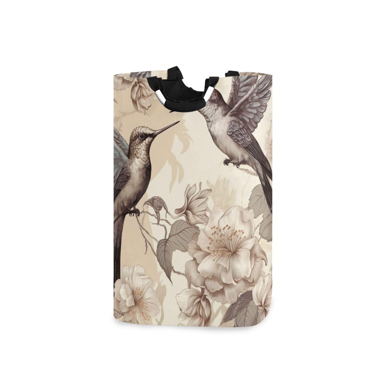 Jihqo Laundry Hamper Basket Retro Hummingbird Collapsible Nursery Storage Bin Waterproof Clothing Baskets for Home Bedroom Bathroom Washing Room